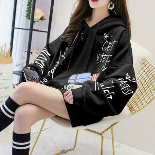 Áo hoodie nỉ ngoại in chữ mềm mịn form chuẩn