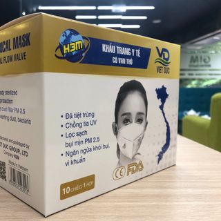Khẩu trang Y tế VN95 (FFP2-CE) - Việt Đức (CÓ VAN THỞ)
