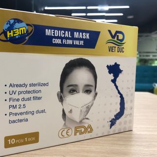 Khẩu trang Y tế VN95 (FFP2-CE) - Việt Đức (CÓ VAN THỞ)