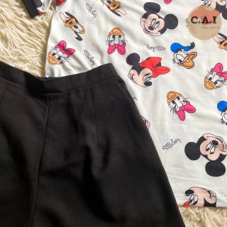 Set Đồ Mặc Nhà Họa Tiết Hoạt Hình Micky Quần Bố Gân