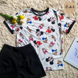 Set Đồ Mặc Nhà Họa Tiết Hoạt Hình Micky Quần Bố Gân