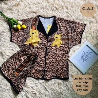 Đồ Bộ Pyjama Cao Cấp Gấu Nền Giả Da Beo giá sỉ