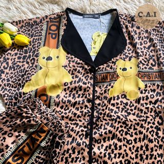 Đồ Bộ Pyjama Cao Cấp Gấu Nền Giả Da Beo
