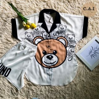 Đồ Bộ Pyjama Cao Cấp Gấu Nền Trắng