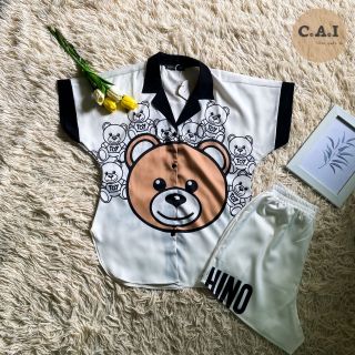 Đồ Bộ Pyjama Cao Cấp Gấu Nền Trắng