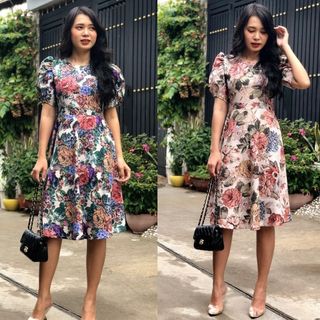 Đầm xòe hoa dự tiệc thanh lịch, sang trọng S&M GR183 giá sỉ