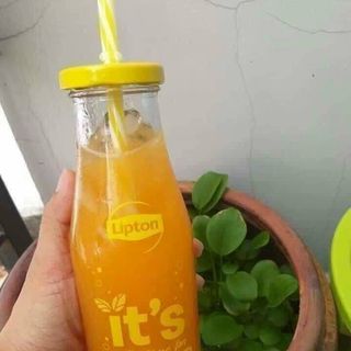 Set 5 Chai thủy tinh Lipton nắp vặn kèm ống hút (HKM Lipton)