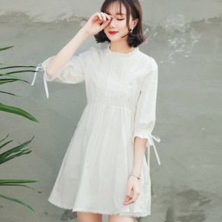 ĐẦM BABY DOLL TRẮNG TAY NƠ giá sỉ