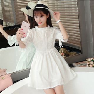 ĐẦM BABY DOLL TRẮNG TAY NƠ