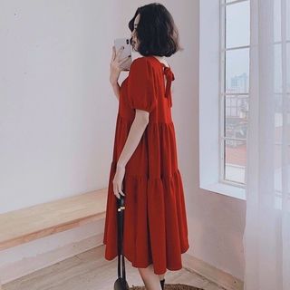 ĐÀM VÁY XÁM 3 TẦNG NƠ SAU (2 MÀU)