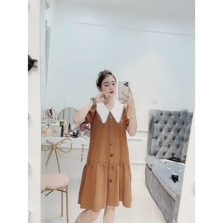 ĐẦM KEM CỔ TRẮNG VIỀN REN