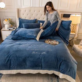 Bộ chăn ga gối nỉ nhung beauty 4 món