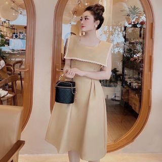 ĐẦM KEM VIỀN REN CỔ