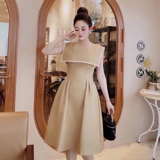 ĐẦM KEM VIỀN REN CỔ
