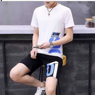 Set Bộ Thể Thao Nam In Chữ Xanh Phong Cách