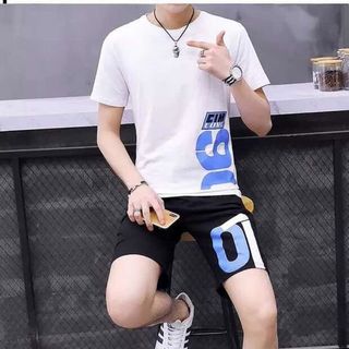 Set Bộ Thể Thao Nam In Chữ Xanh Phong Cách