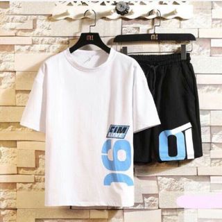 Set Bộ Thể Thao Nam In Chữ Xanh Phong Cách