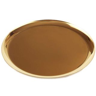Khay kim loại tròn 28cm mạ vàng dùng decor đựng mỹ phẩm trang sức tiện dụng
