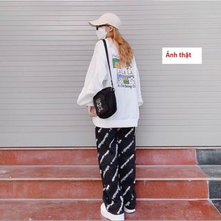 Áo sweater tay phồng chất nỉ ngoại bao đẹp dưới 70kg