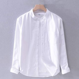 Sơ Mi Nam, Cổ Tàu dài tay, form rộng,Vải Lenin