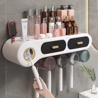 Bộ nhả kem đánh răng- kệ trang trí để đồ, mỹ phẩm- Hàng sẵn kho sll- Shipcod toàn quốc