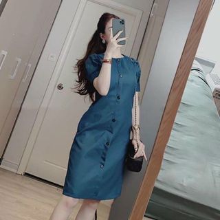 ĐẦM XANH CỔ TRÒN BASIC