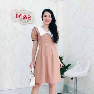 Đầm xòe cổ bẻ phối nút GR185