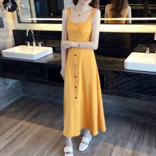 ĐẦM MAXI VÀNG 2 DÂY