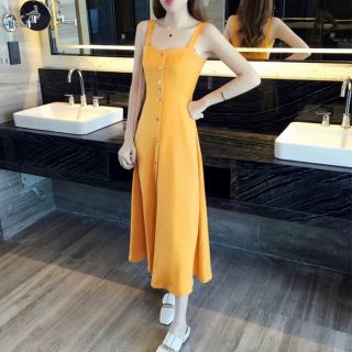 ĐẦM MAXI VÀNG 2 DÂY