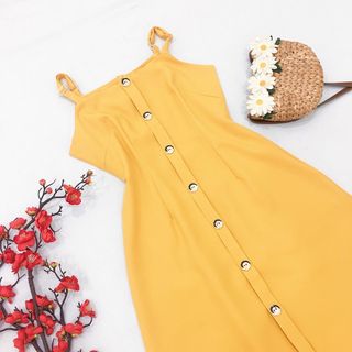 ĐẦM MAXI VÀNG 2 DÂY