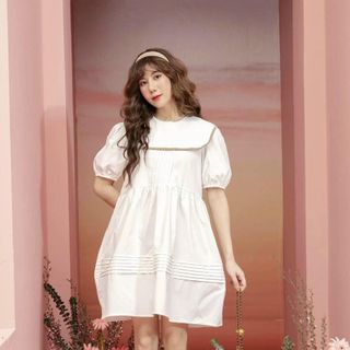 ĐẦM BABYDOLL CỔ BÈO VIỀN 2 MÀU