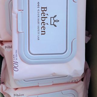 Khăn Ướt Bebeen Hàn Quốc 100 tờ mau Hồng [Không Mùi Không Chất Bảo Quản]