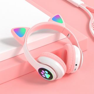 Tai nghe chụp tai mèo dễ thương B39 có đèn kết nối bluetooth có mic, đàm thoai và khe cắm thẻ nhớ