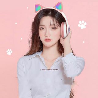 Tai nghe chụp tai mèo dễ thương B39 có đèn kết nối bluetooth có mic, đàm thoai và khe cắm thẻ nhớ