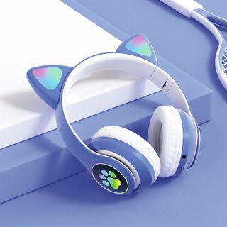 Tai nghe chụp tai mèo dễ thương B39 có đèn kết nối bluetooth có mic, đàm thoai và khe cắm thẻ nhớ