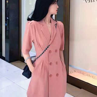 ĐẦM VEST HỒNG 6 NÚT