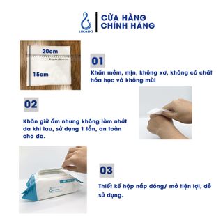 Khăn Giấy Ướt Không Mùi Cho Bé LIKADO 1 hộp 100 miếng kt 15x20cm