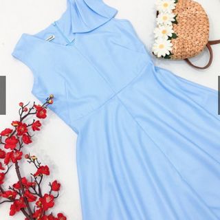 ĐẦM XANH FORM DÀI NƠ VAI
