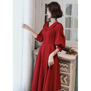 ĐẦM ĐỎ CỔ SEN NÚT BỌC
