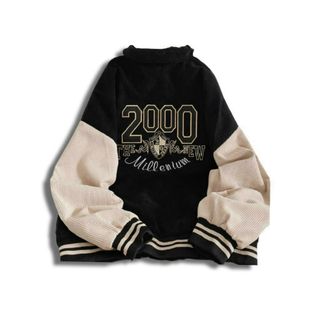 Áo khoác nhung kiểu bomber logo in 2000 sắc nét