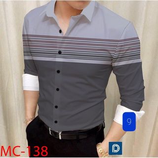 Áo sơ mi nam Hàn Quốc sọc kẻ ngang chất lụa, Áo sơ mi nam kẻ sọc siêu đẹp nam tính thanh lịch sang trọng