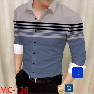 Áo sơ mi nam Hàn Quốc sọc kẻ ngang chất lụa, Áo sơ mi nam kẻ sọc siêu đẹp nam tính thanh lịch sang trọng