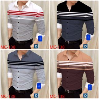 Áo sơ mi nam Hàn Quốc sọc kẻ ngang chất lụa, Áo sơ mi nam kẻ sọc siêu đẹp nam tính thanh lịch sang trọng