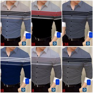 Áo sơ mi nam Hàn Quốc sọc kẻ ngang chất lụa, Áo sơ mi nam kẻ sọc siêu đẹp nam tính thanh lịch sang trọng