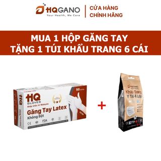 [1-Tặng-1] Găng Tay Latex Malaysia Hộp 100 cái HQGANO Không Bột, Dai-Dày-Chắc Chắn, Kháng Hóa Chất giá sỉ