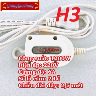 Ổ Cắm Điện 2 Cổng Có Móc Treo SOPOKA H25 Chịu Tải 1200W - Dài 2.5 Mét
