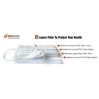 [HQGANO] Khẩu Trang Y Tế 4 lớp Kháng Khuẩn 99,9%, Chất Liệu Mềm Mại, Đạt Chuẩn Xuất Khẩu, Hộp 50 Cái