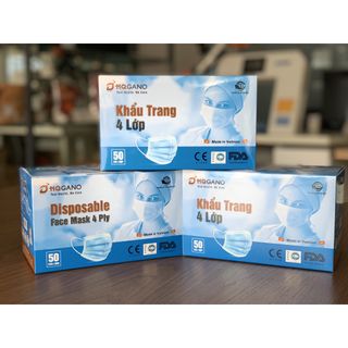 [HQGANO] Khẩu Trang Y Tế 4 lớp Kháng Khuẩn 99,9%, Chất Liệu Mềm Mại, Đạt Chuẩn Xuất Khẩu, Hộp 50 Cái