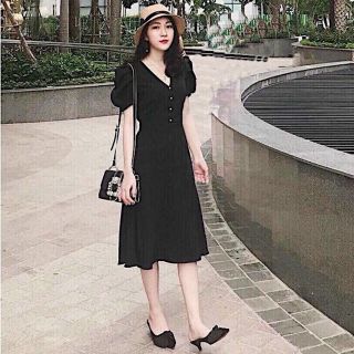 ĐẦM BASIC NÚT TRẮNG 2 MÀU