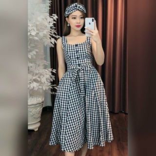 ĐẦM CARO ĐEN KÈM TURBAN